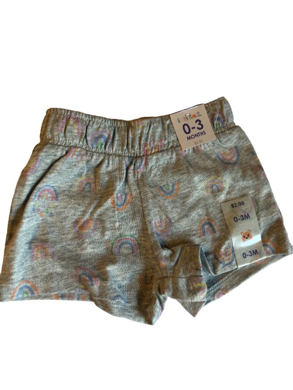 Garanimals 0-3 Months Baby Shorts Rainbow Print Cotton & Polyester